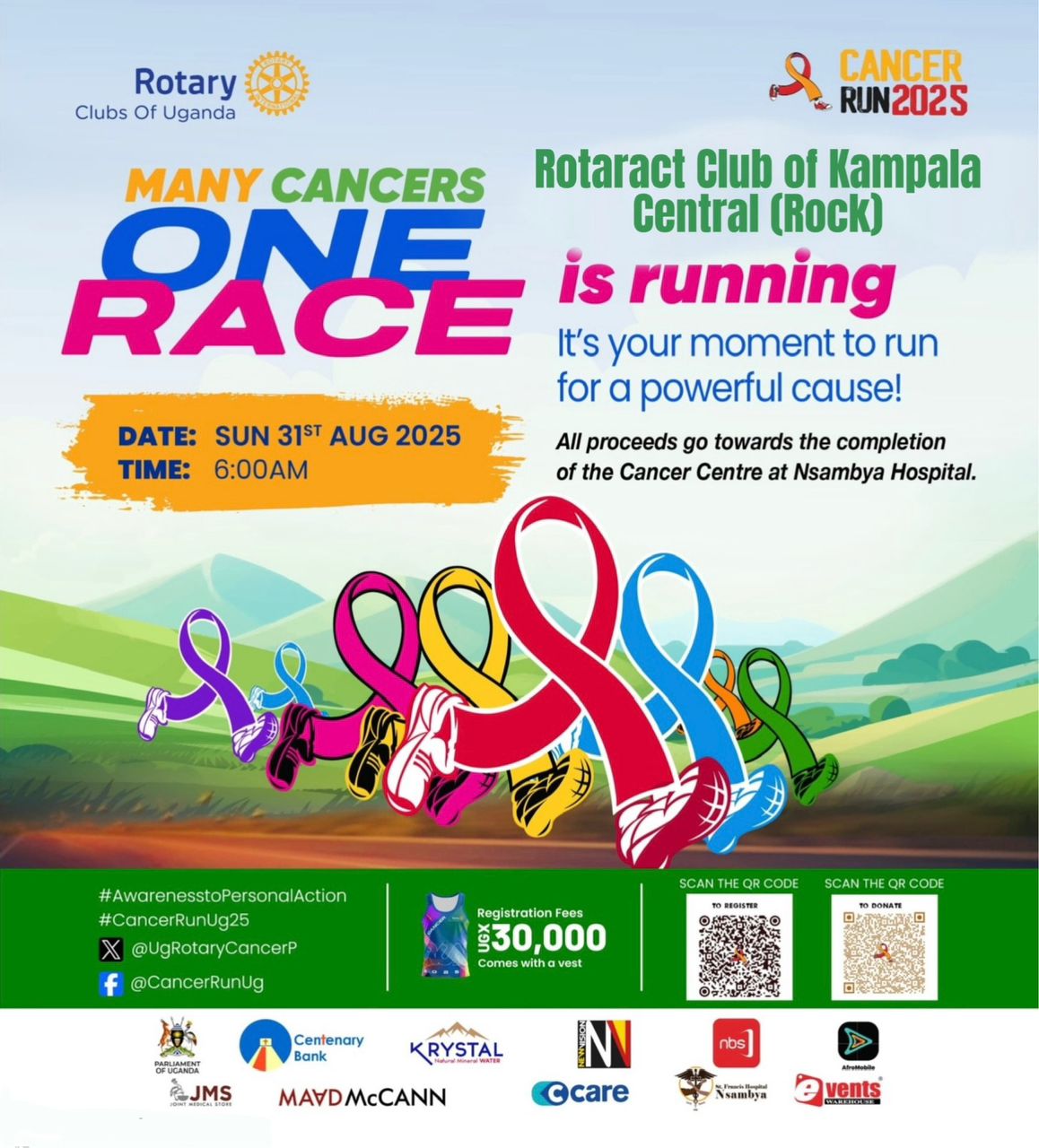 Rotaract Kampala Central Joining The Rotary Cancer Run 2025